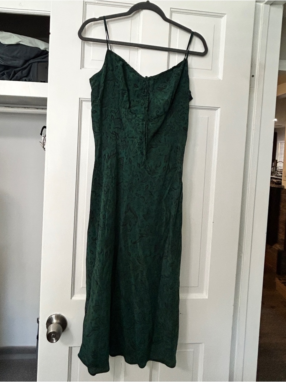 Elegant Emerald Paisley Slip Dress